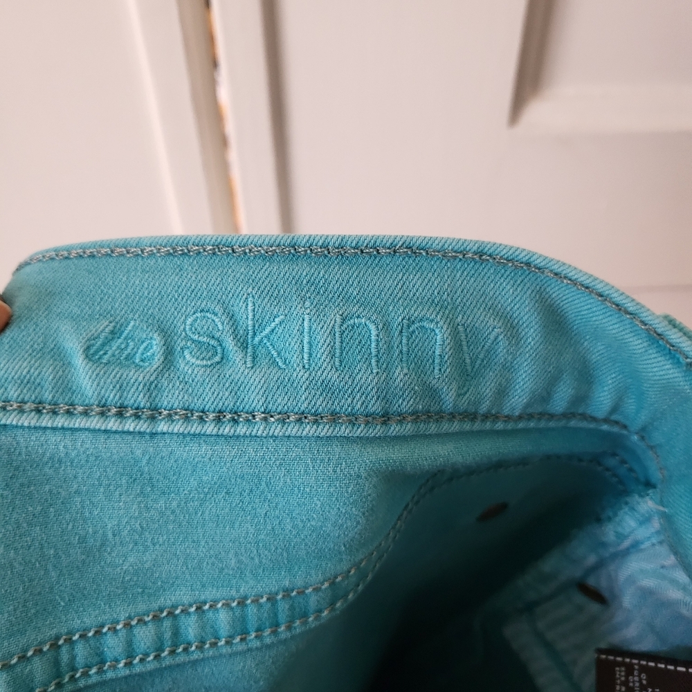 7 For All Mankind Turquoise Skinny Jeans Size 27 - Picture 5 of 6